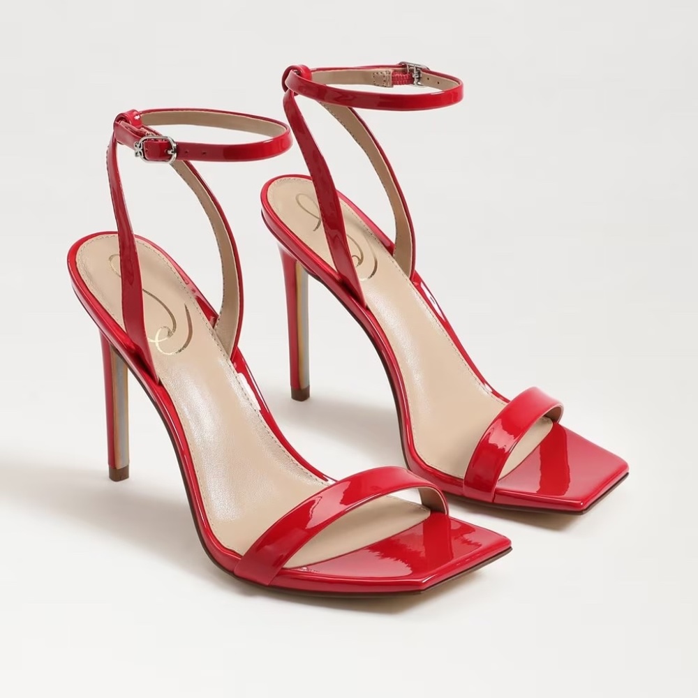Sam Edelman Orchid Ruby Red Patent Leather Strappy Heeled Sandal | Size 8.5